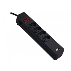 Protetor Eletrônico 4T com USB NewLink, Filtro de Linha - PE104 - Preto